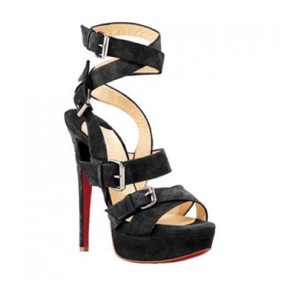 NWT LOUBOUTIN strappy Black showstopper stilettos - Picture 2 of 8